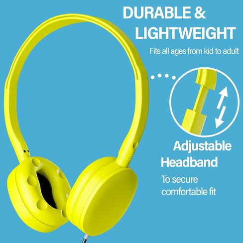 Maeline Kids Headphones Bulk 10 Pack On-Ear Adjustable Headphones for School Classroom (K-12 - College) Library, Travel, Wired 3.5mm Jack for Chromebooks, Tablets, Laptop, Computer - Multi Color in Saudi Arabia