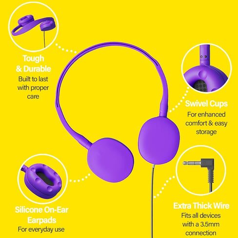 Maeline Kids Headphones Bulk 10 Pack On-Ear Adjustable Headphones for School Classroom (K-12 - College) Library, Travel, Wired 3.5mm Jack for Chromebooks, Tablets, Laptop, Computer - Multi Color in Saudi Arabia