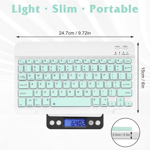 Rechargeable Bluetooth Keyboard and Mouse Combo Ultra Slim Full-Size Keyboard and Ergonomic Mouse for Amazon Fire HD 8 (2017) and All Bluetooth Enabled Mac/Tablet/iPad/PC/Laptop - Teal in Saudi Arabia