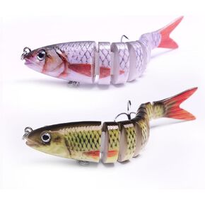 Bass Fishing Kit with Fishing Lures Bass for Freshwater and Saltwater, 3D Realistic Fish Eyes, Multi-Jointed Realistic Slow Sinking Swimbaits for Walleye, Hard Baits with Sharp-Edged Treble Hooks