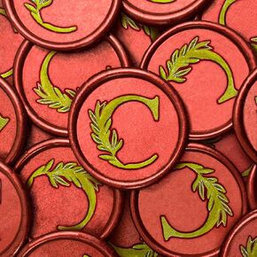 25Pcs Wax Seal Stickers Handmade Vintage Botanical Leaves Adhesive Letter Wax Stickers for Wedding Party Invitations, Envelope, Gift Wrap, Christmas(Initial C, Red)