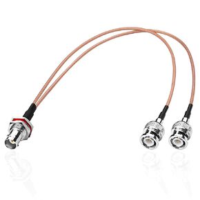 MEIRIYFA RG316 BNC Splitter Coax Cable BNC Female to Dual Male 50Ohm Y Splitter Coaxial Connector Extension Cable for Cameras,Video Equipmen,CCTV System (34CM)