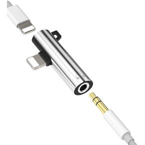 Lightning to 3.5mm Headphone Adapter Compatible for iPhone Splitter Audio Apple Dongle Jack AUX Adaptador para Earphone 2 in 1 Phone and Charge Charger Earbud 13 12 11 Pro Max Mini XS SE 7 X 8 Plus