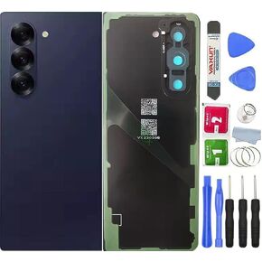Z Fold 6 Back Glass Cover Replacement Waterproof Housing Door with Camera Glass Lens and Tape Parts for Samsung Galaxy Z Fold 6 +Tools (Navy)