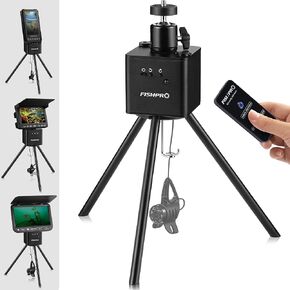 FishPRO [2024 Upgrade] Underwater Fishing Camera Panner Positioner, [Full Aluminum] Tripod for Ice Fishing Camera Underwater, for Ice Hole Max 9.5'', w/ 1/4 Screw Mount, 2-Way Button & Remote Control
