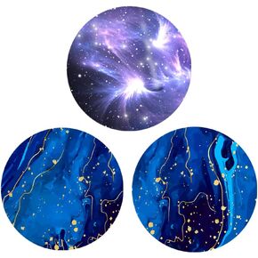 Multi-Functional Grip Mobile Phone Stands and Finger Holder (3 Pack) - Blue Nebula Galaxy and Marble with Purple and Gold-Color Accents