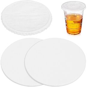 Beavorty 50pcs Cup Paper Sealer Cup Cover Round Cup Sealing Paper Pads Leak Proof Beverage Cup Bubble Tea Film Paper Covers for PP Plastic and Paper Cups