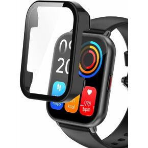 Watch Cases Compatible with RUIMEN H1 1.85 inches Smart Watch, Hard PC Case with Tempered Glass Screen Protector (Pink)