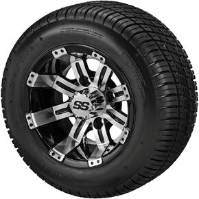 RM Cart 10" Casino Matte Black on 205/50-10 Deli Tire (Set of 4), Golf Cart Tires and Wheels Combo, Durable and Fits Metric Lug Nuts