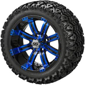 RM Cart 12" Casino Black Machined on 20x10-12 Sierra Classic Tires (Set of 4), Golf Cart Tires and Wheels, Use on Lawn Mowers and ATV’s, Fits Standard Lug Nuts, Assembled Before Shipping