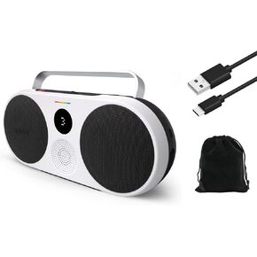 Polaroid P3 Music Player – Powerful Retro Portable Bluetooth Speaker with Big Sound, Rechargeable Battery, Dual Stereo Pairing, 3.5mm Aux Input, FM Radio, W/Pouch and Extra Charging Cable (Red)