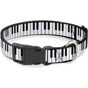 Buckle-Down Plastic Clip Collar - Piano Keys - 1" Wide - Fits 11-17" Neck - Medium