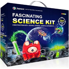 Japace Science Kits for Kids Age 4-6-8, 65 Science Experiments & 3 DIY Motorized Building Kits STEM Toys Science Projects for Kids Ages 5-8 Birthday Gift Ideas for Boys Girls Experiments Enthusiastics