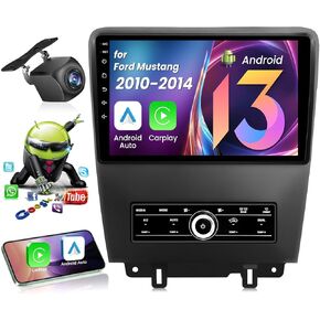 Upgrade 4+32G Car Radio for Ford Mustang Stereo 2010 2011 2012 2013 2014：Built-in Wireless Carplay/Android Auto - Replacement Head Unit (1280 * 800HD) Touch Screen Android 13-5GWiFi DSP SWC AM&FM