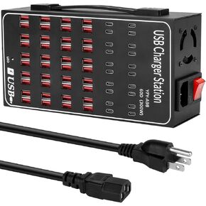 60 Port 300W(60A) USB Charging Station, Multi USB C Charger Station Block with Intelligent Protection, Desktop Charging Station for Multiple Devices, Suitable for Schools, Hotels, Shops and Malls