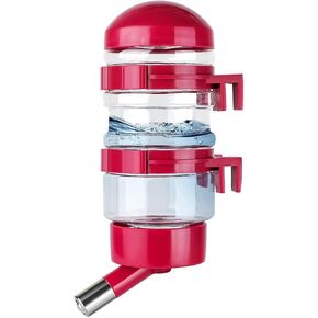 Dripless Dog Drinking Water Bottle for Crate Kennel Cage Leakproof 400ml Dispenser Fountains Auto Feeding Dogs & Cats & Rabbits Puppy Pup Small Pet (Red, Small)