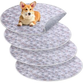 4 Pack Waterproof Pet Pads for Dog Washable Dog Pee Pads Reusable Pet Training Pads Absorbent Round Whelping Pads Floor Pads Dog Bed Mat Puppy Pee Pads for Crate Potty (32 Inch,Dark Gray)