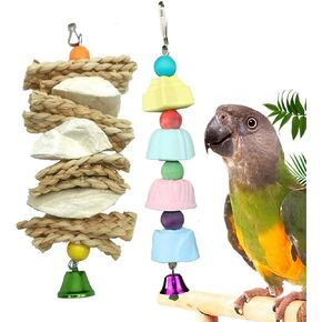 kathson 2 PCS Bird Toys, Parrot Toys, Parakeet Cuttlebone Beak Stone Mineral Lava Blocks Trimming Chew Toys for Conures Cockatiels Parrots Budgies and African Gray
