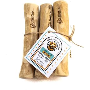 lemuria Set of 3 Coffee Wood Dog Chew Stick Toy, Natural Durable Real Wooden Bone Sticks for Dogs, Safe Dental Cleaning Chews for Teething Puppy, Stress Relief Toys for Large Dogs (Large)