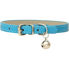Cat and Puppy Collars with Metal Bell，PU Leather Puppy Collar,Pet Kitten Collar Adjustable 8.3-11.2 Inch.