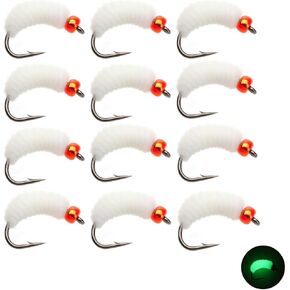 1 Dosen - #10 Bh Rubber Grub - Fishing Gear and Equipment - Fly Fishing Accessories Crankbait Supplies Worms Bait Kit - Trout Crappie Lures or Jigs - Swimbait for Freshwater Saltwater Top Water