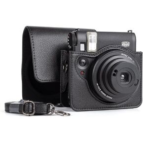 MUZIRI KINOKOO Case for Instax Mini 99 Instant Camera, Retro Style PU Leather Instax Mini 99 Case Easy Carrying with Adjustable Shoulder Strap - Black