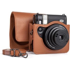 حافظة MUZIRI KINOKOO لكاميرا Instax Mini 99 الفورية، حافظة من جلد البولي يوريثان بتصميم عتيق Instax Mini 99 سهلة الحمل مع حزام كتف قابل للتعديل - أسود in Kuwait