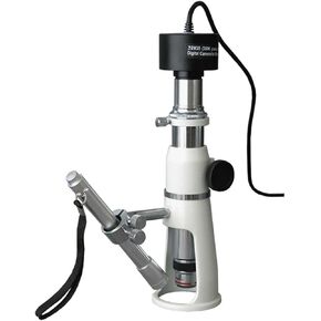 مجهر قياس رقمي محمول باليد من AmScope H250-8M، تكبير 20x و50x، مجال رؤية 17 مم، يتضمن ضوء قلم، وكاميرا 8 ميجابكسل مع عدسة تخفيض وبرامج