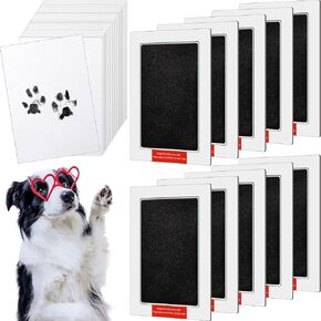 10 Pcs Large Paw Print Kit Dog Paw Print Stamp Pad Clean Touch Ink Pad Kit for Dogs and Cats DIY Nose Paw Print Kit with 20 Imprint Cards for Pet Footprint Keepsake, Black, 6.02 x 4.25 Inch