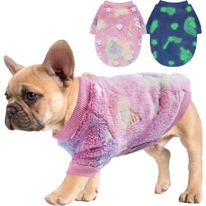Winter Dog Clothes Fleece Small Dog Sweater Fall Dog Sweaters for Small Dogs Glow in the Dark Puppy Sweater Chihuahua Clothes Cute Thick Warm Cat Sweater Dog Outfit Extra Small Dog Clothes Boy (Small)