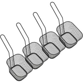 4Pcs Fry Basket, Stainless Steel French Fries Holder Fried Food Table Serving Net Strainer Kitchen Cooking Tools(Black)
