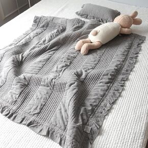 100% Cotton Baby & Toddler Patterned Bed Coverlet and Blanket 39.4"x 51.2"- Made in Korea - Multipurpose, High-Density 60TC, All-Season Use, Eco-Friendly, Skin Safe (White)