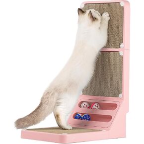 Cat Scratching Board Cat Scratching Ball Wall Scratchers for Indoor Cats L Shaped Cat Scratcher Cat with Scratcher Replacement Pads Pink