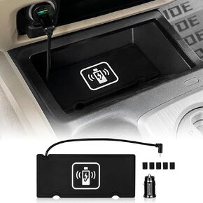 Compatible with Honda Civic 2005 2006 2007 2008 2009 2010 2011 Wireless Charger Pad Silicone Dual Charging Ports Adapter for Smartphone Phone 15W (Black)