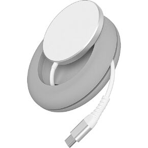 TALK WORKS 15W Wireless Charging Cable Compatible w MagSafe for iPhone 15,14,13,12-Smart Management Cord Holder-6ft Gray Cable W Compact Cord Organizer for Home Office & Travel-Easy Cable Management