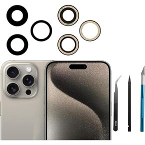 3pcs/Set Rear Camera Lens Replacement for iPhone 15 Pro Max Back Camera Lens Glass Replacement with Pre-Installed Adhesive + Repair Tool Kit, Anti-Lens Scratch & Waterproof