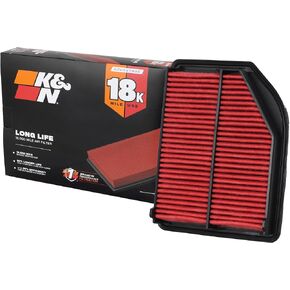 فلتر هواء محرك K&N: قابل لإعادة الاستخدام، نظيف كل 75,000 ميل، قابل للغسل، ممتاز، بديل فلتر هواء السيارة: متوافق مع 2012-2104 Honda CR-V L4 2.4L، 33-2477