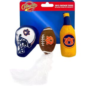 Pets First Best Plush CAT Toy - NCAA Penn State Nittany Lions Complete Set of 3 Piece Cat Toys Filled with Fresh Catnip. Includes: 1 Helmet Cat Toy, 1 Football Cat Toy with Feathers, & 1 Beer Bottle.