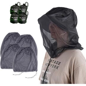 4pack Mosquito Head Net Mesh, Bug Net for Head, Hats with Netting for Men Women,Insect Shield Face Mask Cover for Camping, Hiking, Fishing, Gardening