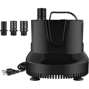 HealSmart 80 GPH Water Table Pump (300L/H, 3.6W) with 2 Nozzles, Ultra Quiet Fountain Pump with 2.6 ft, Perfect for Fish Tank, Aquarium, Ponds, Hydroponics, Black
