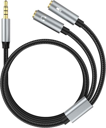 مقسم ميكروفون سماعة الرأس 3.5 مم 2 TRS أنثى إلى 1 TRRS ذكر ميكروفون وصوت Y مقسم TRRS كابل محول سماعة رأس متوافق مع أجهزة الكمبيوتر المحمول PS4 Xbox One PC Tablet Gaming in Kuwait