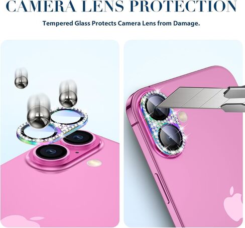 Goton Compatible for iPhone 16 Pro Max & 16 Pro Camera Lens Protector, Bling Glitter Metal Cover Glass Lens Screen Protective Accessories for iPhone 16 Promax - 16Pro in Saudi Arabia