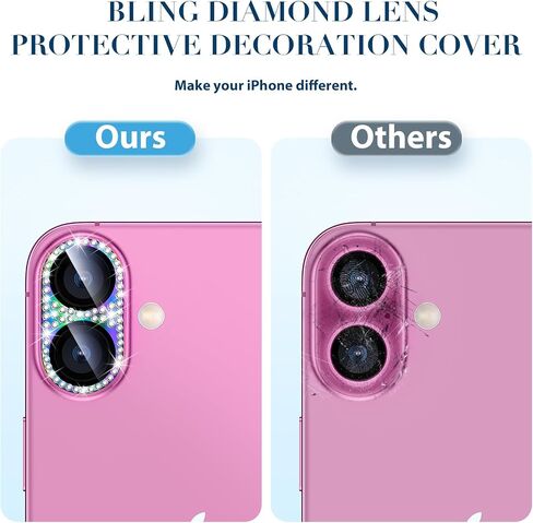Goton Compatible for iPhone 16 Pro Max & 16 Pro Camera Lens Protector, Bling Glitter Metal Cover Glass Lens Screen Protective Accessories for iPhone 16 Promax - 16Pro in Saudi Arabia