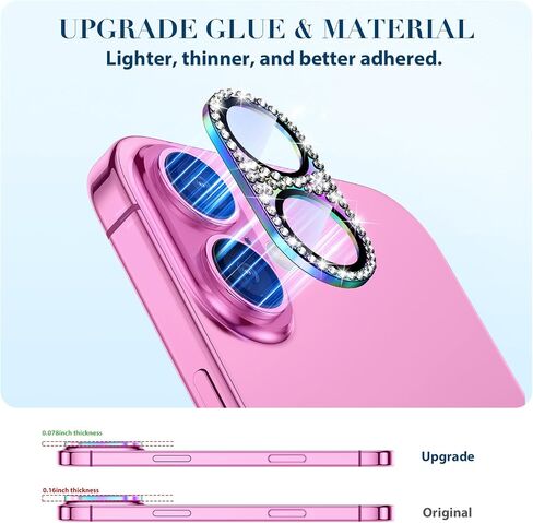 Goton Compatible for iPhone 16 Pro Max & 16 Pro Camera Lens Protector, Bling Glitter Metal Cover Glass Lens Screen Protective Accessories for iPhone 16 Promax - 16Pro in Saudi Arabia