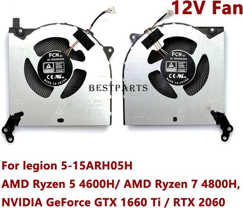 BestParts استبدال مروحة تبريد CPU+GPU أصلية جديدة لجهاز Lenovo Legion 5-15ARH05H (النوع: 82B1)، لـ Legion 5P-15ARH05H (النوع 82GU)، P/N: 5H40S20132 5H40S20133، مروحة 12 فولت in Saudi Arabia