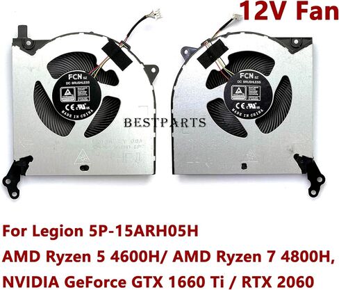 BestParts استبدال مروحة تبريد CPU+GPU أصلية جديدة لجهاز Lenovo Legion 5-15ARH05H (النوع: 82B1)، لـ Legion 5P-15ARH05H (النوع 82GU)، P/N: 5H40S20132 5H40S20133، مروحة 12 فولت in Saudi Arabia