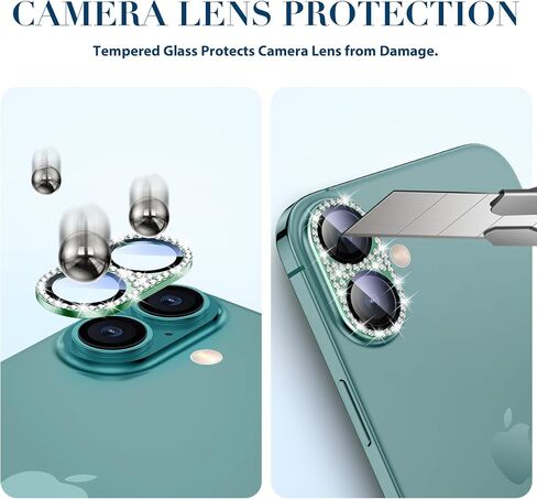 Goton Compatible for iPhone 16 Pro Max & 16 Pro Camera Lens Protector, Bling Glitter Metal Cover Glass Lens Screen Protective Accessories for iPhone 16 Promax - 16Pro in Kuwait