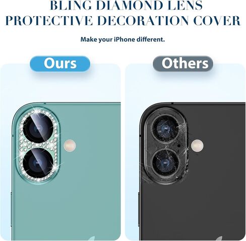 Goton Compatible for iPhone 16 Pro Max & 16 Pro Camera Lens Protector, Bling Glitter Metal Cover Glass Lens Screen Protective Accessories for iPhone 16 Promax - 16Pro in Kuwait