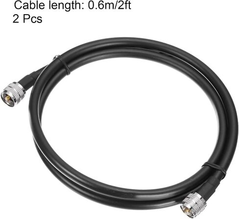 Uxcell 2 قطعة RG8 CB كابل محوري كابل قافز مع موصلات Pl-259 ذكر إلى ذكر هوائي CB منخفض الخسارة لراديو CB/Ham 0.9m/3ft in Saudi Arabia