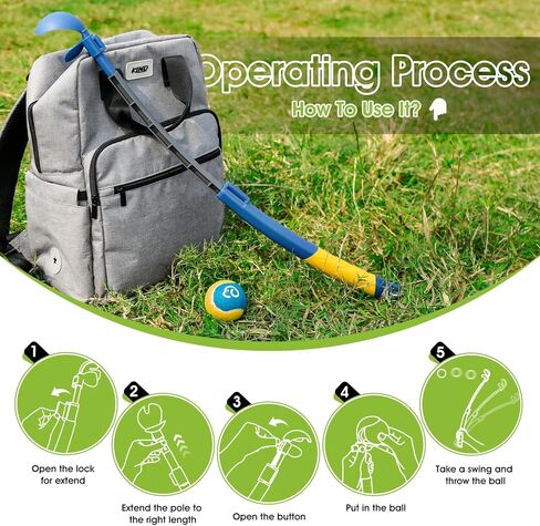 SUPERDESIGN Telescopic Dog Ball Launcher, 18" Length Adjustable Club Length and Ball Launch Trajectory for Small, Medium and Large Dogs, Bringing The Ultimate Ball-Fetching Fun to All Athletic Dogs in Kuwait